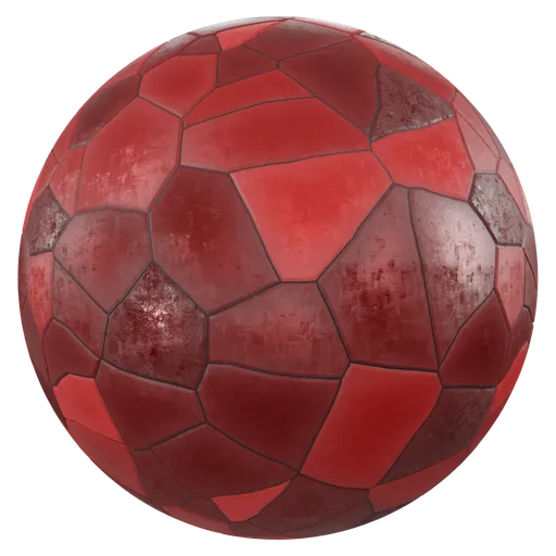 High-resolution PBR red tile texture for 3D modeling and rendering in Blender and similar applications.