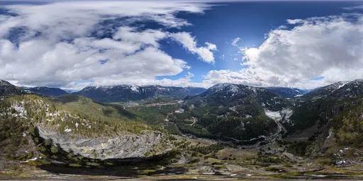 Sunny Day Aerial Mountain Landscape