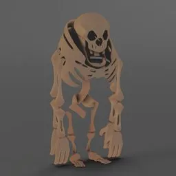 Stylized skeleton 3D model with a cartoonish design, optimized for Blender, perfect for gaming and animation.