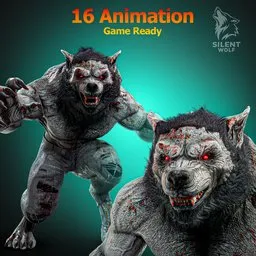 Bloody Werewolf Rigged Animated