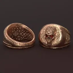 Copper Skull Signet Ring