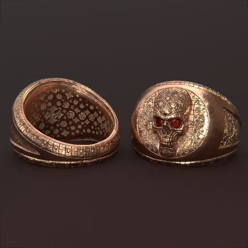 Copper Skull Signet Ring