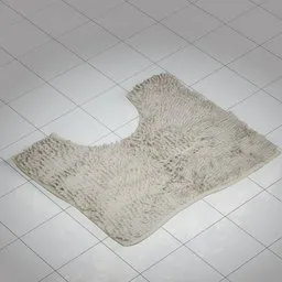"White toilet rug on a tiled floor, 3D scanned with 8K resolution. Perfect for Blender 3D projects in the "Toilet Bidet" category."