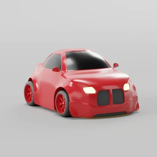Red stylized mini sport car 3D model, Blender render, high-quality with sleek design, isolated on a neutral backdrop.