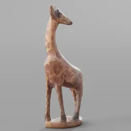 Detailed wooden giraffe 3D model with realistic textures, perfect for Blender rendering and exotic decor visualizations.
