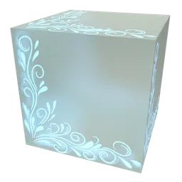 High-quality frosted glass material with decorative patterns for Blender 3D, perfect for PBR workflows and customizable shaders.