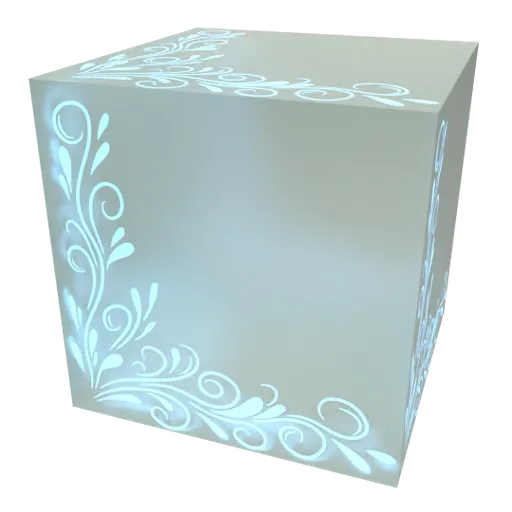 High-quality frosted glass material with decorative patterns for Blender 3D, perfect for PBR workflows and customizable shaders.