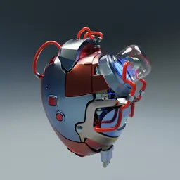 "Futuristic Artificial Heart in Red and Transmetal II Design, a 3D Asset for Medical Purposes - BlenderKit Model."