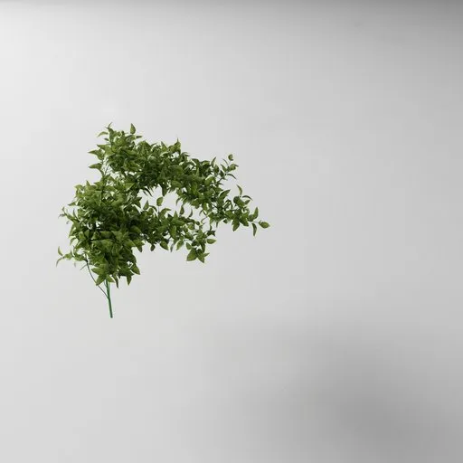 Detailed 3D model of a hanging artificial green tendril plant, designed for Blender with editable geometry nodes.