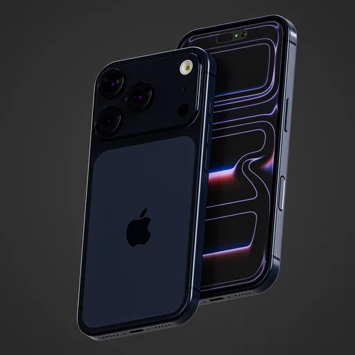 Realistic iPhone 17 Pro Max Deep Blue