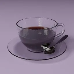 Glass Coffee Cup with Saucer and Spoon