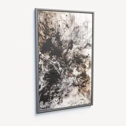 3D digital model of a monochrome abstract oil painting suitable for room or wall decor in Blender 3D format.