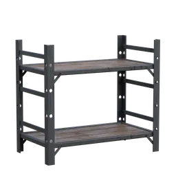 "Blender 3D bookcase model with 1k textures featuring a shelf and ladder. Rustic and rugged design with steel bull run accents. Perfect for realistic mega structures, docks, and other industrial scenes."
