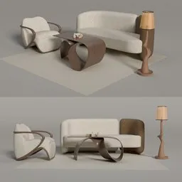 Modern Wooden Living Room Furniture Set