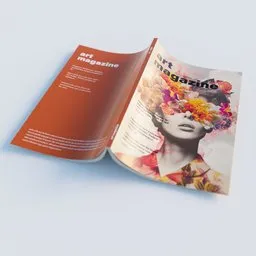 Realistic 3D-rendered open magazine model with floral cover design, ideal for Blender 3D artists and interior visuals.