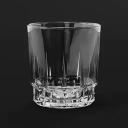 Detailed 3D-rendered glass tumbler model with intricate surface pattern, ideal for Blender 3D projects.