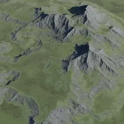 High-detail 4K textured 3D mountain range model, adaptable in height, ideal for rendering realistic Blender landscapes.