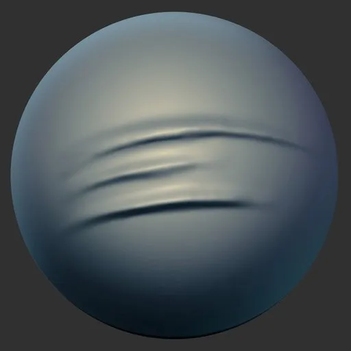 ER Fabric Brush 36 showing sculpted wrinkle effect for 3D modeling in Blender, ideal for fabric detailing.