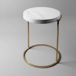 Round marble-top coffee table 3D model with gold metal frame, designed for Blender rendering.