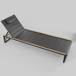 Black and tan modern 3D sun lounger model, perfect for Blender 3D outdoor scenes.