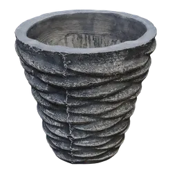 Detailed Blender 3D cement flowerpot model showcasing realistic textures and shading, perfect for interior design visualizations.