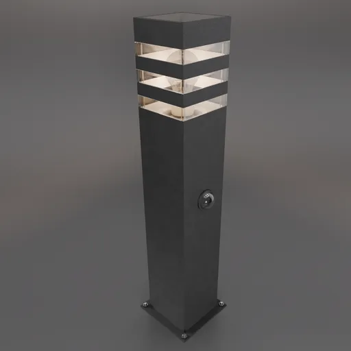 Dark gray textured 3D model garden light, designed in Blender for realistic outdoor rendering.