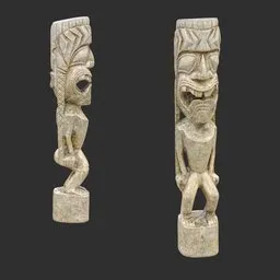 Tiki God Spiral Gaze Statue Marble