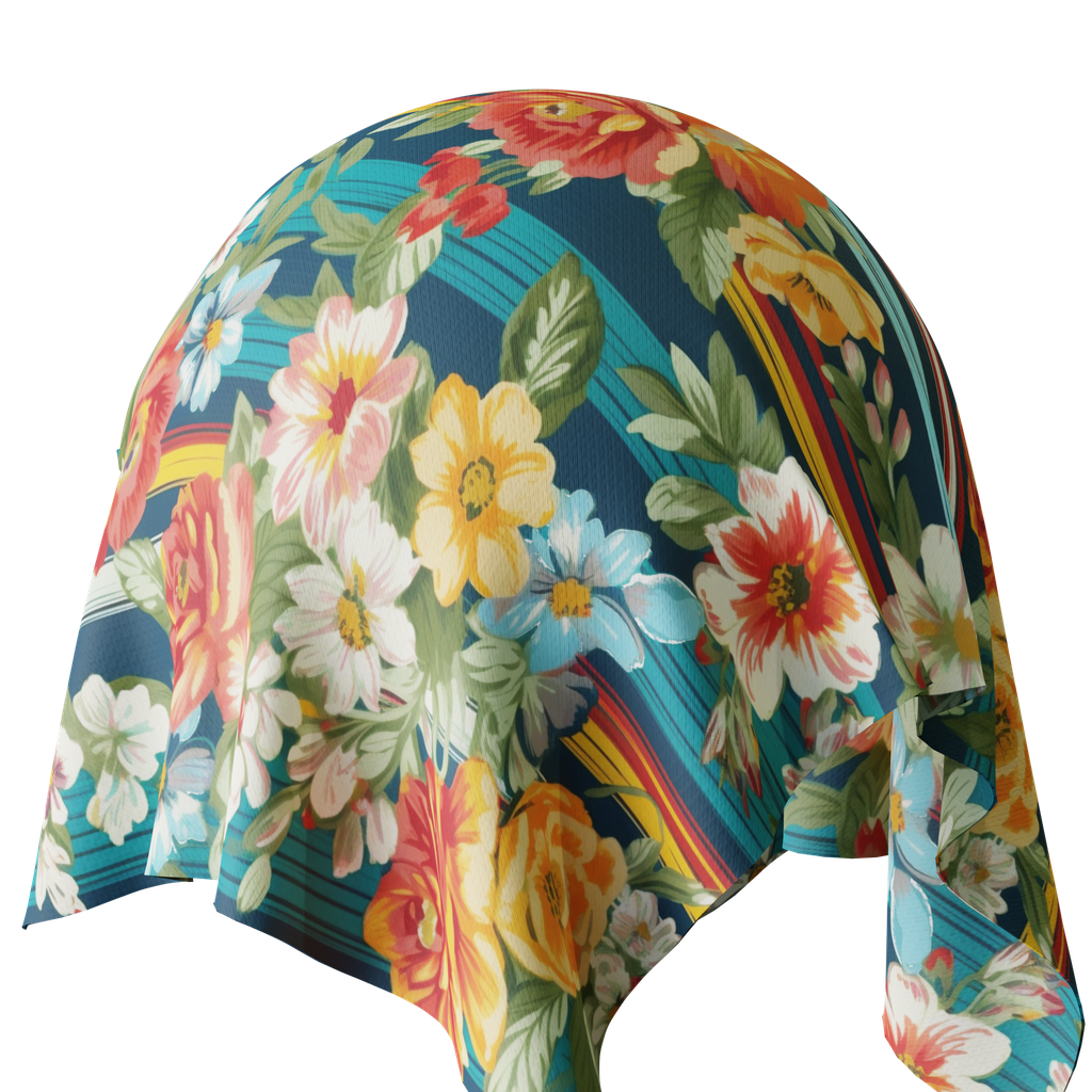 Colorful flower fabric FREE fabric materials BlenderKit