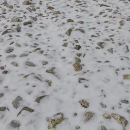 Detailed texture of snowy rocky terrain, ideal for Blender 3D photorealistic environment rendering.