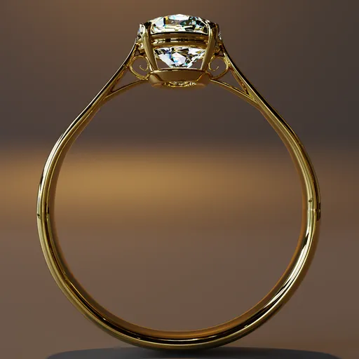 High-quality 3D rendering of a gold ring with a shiny diamond, compatible with Blender for visualization.
