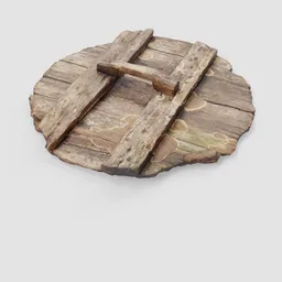 "Realistic wooden manhole cover 3D model for urban design in Blender, with detailed textures and materials"
