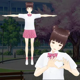 Anime Schoolgirl (Rigged/Animated)