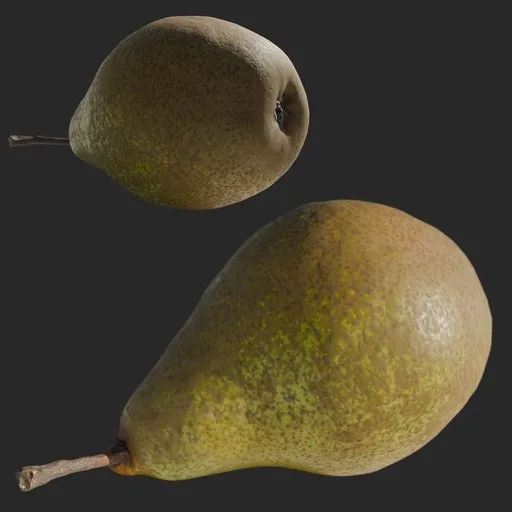 Detailed 3D pear model with realistic textures suitable for Blender rendering and large-scale visualization.