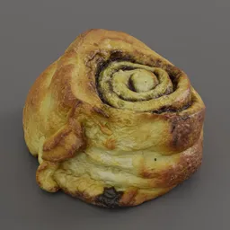 "Photorealistic 3D model of a delicious Cinnamon Roll with 8k textures, suitable for Blender 3D software. Perfect cuisine-inspired design with clean borders and symmetrical appearance. Ideal for food lovers and pastry artists."