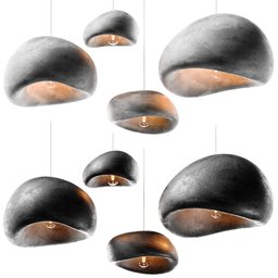 "MAKHNO KHMARA Pendant Light in Bronze Polished Lunar Landscape Design for Ceiling - Unique and Highly Capsuled Blender 3D Model with Soft Round Features"
