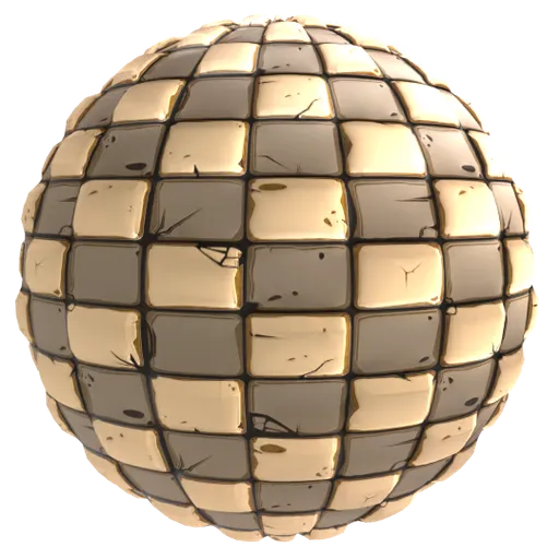 Seamless PBR cartoon rock texture for Blender, with adjustable colors, scale, aspect ratio, rotation, roughness, and displacement settings.