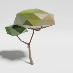 Low-poly 3D model of a tree with vertex colors suitable for Blender rendering and reminiscent of retro video games.
