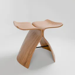 Elegant 3D rendered wooden Eames stool model with a polished finish, ideal for modern interior design visualizations in Blender.