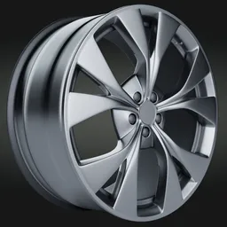 Detailed 3D rendering of a generic five-spoke alloy rim, ideal for subtle vehicle customization, compatible with Blender.