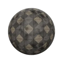 High-resolution multi-colored diamond pattern PBR material for Blender 3D and other rendering apps, Texture 2K.