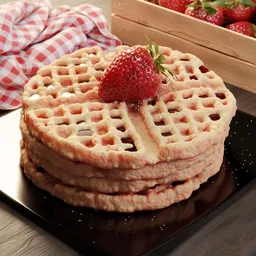 "Procedural Waffle 3D model for Blender 3D with fully textured sugar waffles and a sweet strawberry on top. All textures are procedural and customizable with modifier properties. Get a delicious rectangle waffle by increasing the "Waffle Radius" value."