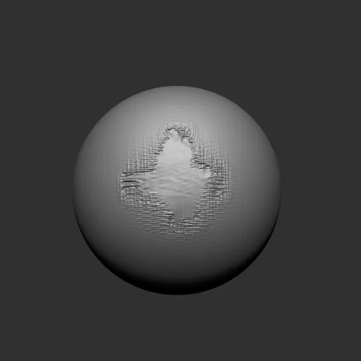 3D sculpting brush effect for fabric tears and holes in Blender, ideal for creating detailed cloth damage and stitches.