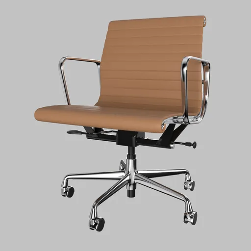 Ribbed Leather Manager Chair Tobacco