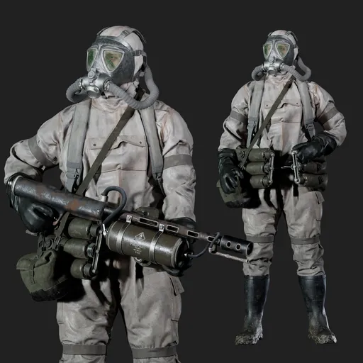 Hazmat Soldier Rigged White Suit