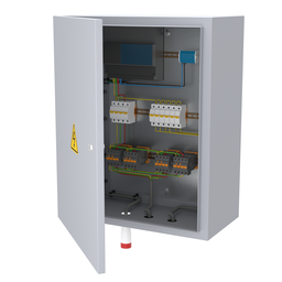 "Electric Shield 3D model - Industrial container with electrical equipment, including circuits, switches, and protective cover. Ideal for creating realistic electrical plant locations in Blender 3D software."
