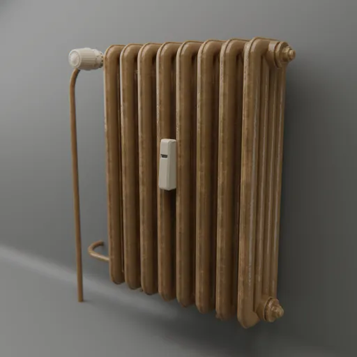 Detailed 3D model of a vintage cast iron radiator for Blender visualization.
