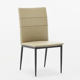 Beige leather chair 3D model with black legs designed for Blender, suitable for efficient rendering.