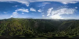 Hills, green fields, sunrise