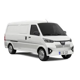 High-detail electric van 3D model, features modeled tire tread and grilles, designed for Blender, suitable for realistic renderings.