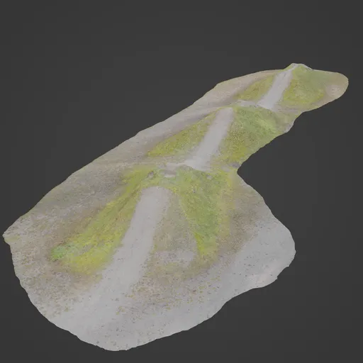 Realistic 3D model of trail bike jumps, detailed textures, perfect for Blender rendering, digital landscapes.